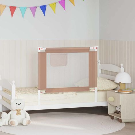 Barrière de lit enfant réglable en métal et polyester taupe 90 x 25 cm - PANGIVO (1/5)