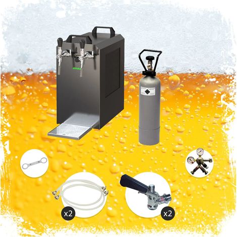 Komplett Set - Zapfanlage STREAM 80 Bierkoffer, Bierzapfanlage, Durchlaufkühler 2-leitig Trockenkühler, Zapfkopf:5 Liter Adapter,Zapfkopf 2:Köpi (1/5)