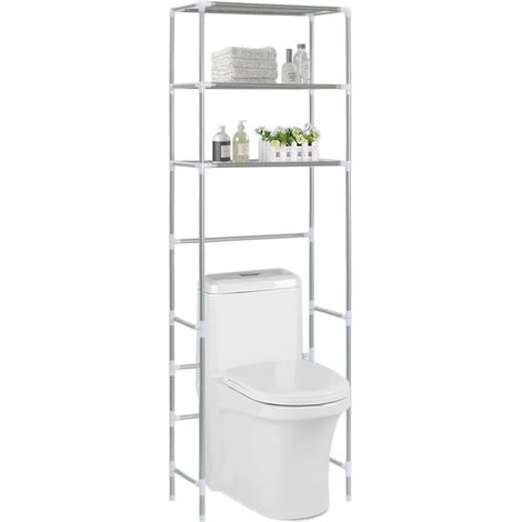 Étagère de toilette avec 3 tablettes, 53x28x169 cm, argent (1/5)