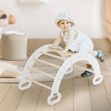 Joyz Arco di Arrampicata per Bambini Naturale-Bianco 89x52x45,5 cm Altalena ad Arco in Legno Struttura di Arrampicata per Interni per Bimbi e Ragazzi dai 2 Anni Triangolo di Arrampicata Arco Pikler (1/5)