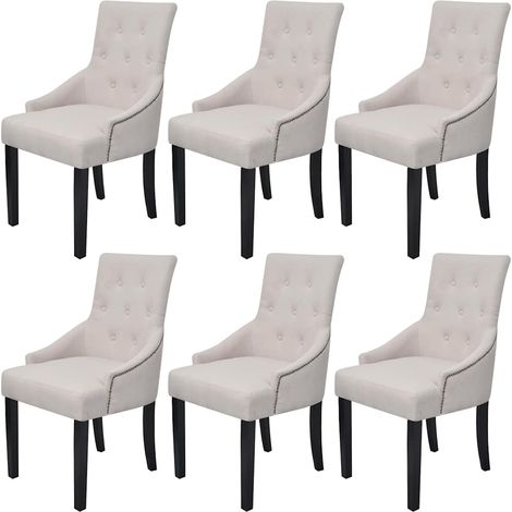 vidaXL Sillas de comedor 6 unidades tela gris crema (1/5)