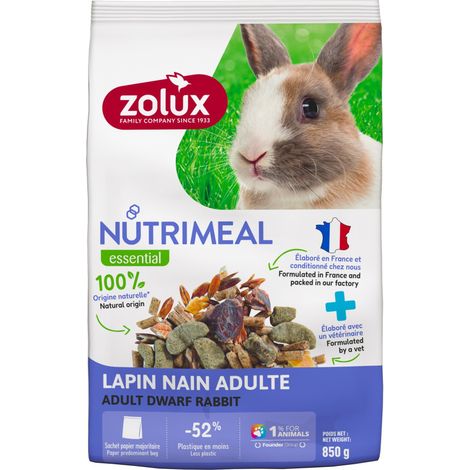 Aliment composé pour lapin adulte(6 mois et plus) sachet de 850 g - zolux