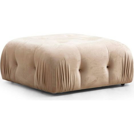 Pouf carré Nourhane Velours Beige (1/3)