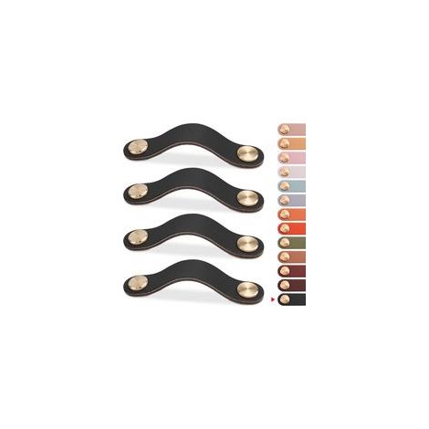 4pcs Poignée Meuble Cuir, Bouton Porte Placard Poignee Simili Cuir Bouton de Tiroir, Poignee de Meuble Vintage pour Armoires, Commode, Cuisine (1/5)