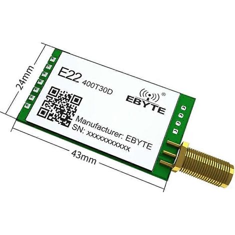 Module LoRa EBYTE E22-400T30D, émetteur-récepteur RF LoRa 433 MHz, 30 dBm, 1 W, module série UART DIP longue portée (10 km). (1/5)