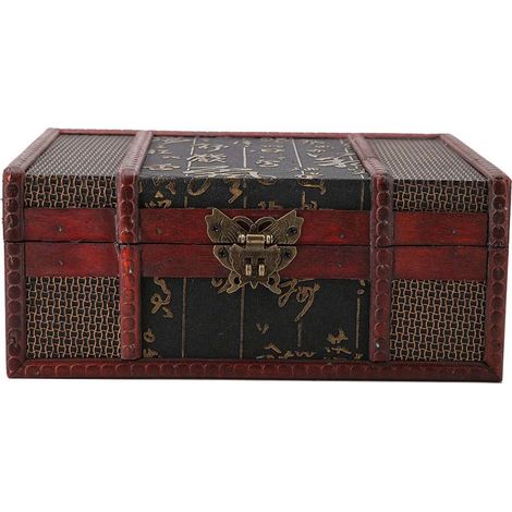 Vintage Aufbewahrungskiste aus Holz, klein, Aufbewahrungsbox für Bücher und Schmuck, Schreibtisch-Organizer (1) (1/5)