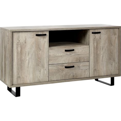 Design-Buffet 170cm mit 2 Türen und 2 Schubladen für Wohnzimmer in heller Eichenfarbe, Kollektion NEWTON.