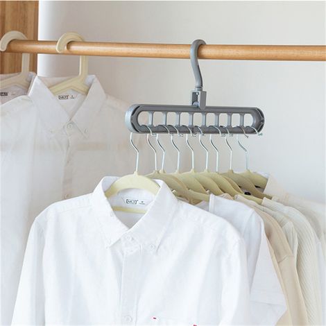 CFGTVB Hanger Organizer, Premium Multi-Function Plastic Hangers, S-Shape Opening, 360° Swivel Hook, Magic Wardrobe Closet Organizer (Gray Pack of 2) (1/5)