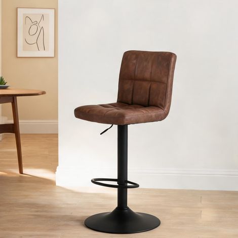 Tabouret de bar pivotant en simili cuir marron foncé (1/5)
