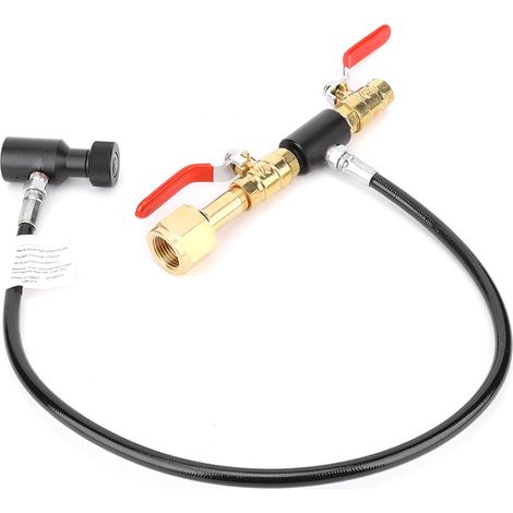 Ortviai Adapteur de Recharge CO2 pour Sodastream avec Tuyau en Acier Inoxydable 60 cm, Filetage G1/2, Valve Double (1/4)