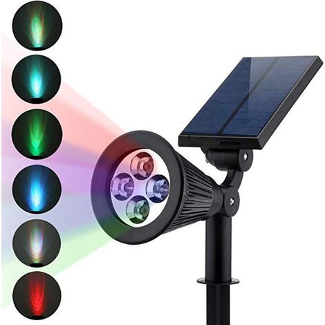 2 pièces projecteur solaire réglable extérieur lumière solaire de jardin 7 LED RGB IP65 lampe solaire Super lumineux applique murale