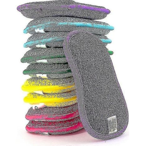 Lot de 10 éponges en microfibre lavables et réutilisables - Éponges à vaisselle et de cuisine - Écologiques - Plusieurs couleurs - Magiques, double face et multi-usages (1/5)