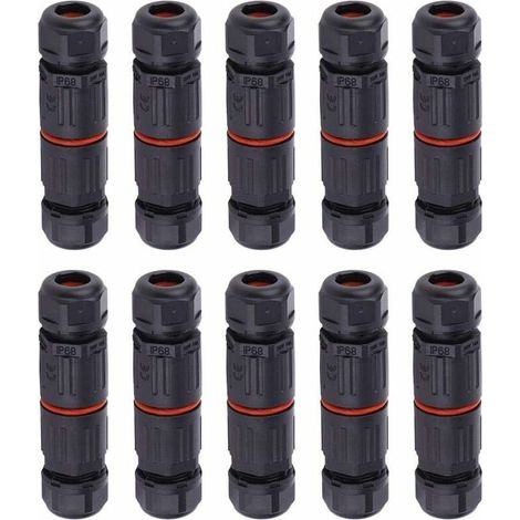 10 PCS IP68 Etanche Connector of Cable Electrique, Female 3 Pins Connectors Etanches Socket of Power Outdoor Fitting of Connector Wire Etanche (1/5)