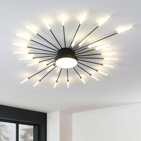 Plafonnier LED Moderne Pour Salon,Acrylique Luminaire Plafonnier,Intérieur Design lampes de décoration pour salon chambre à coucher et salle à manger(Noir,28+1 Tête) (1/5)