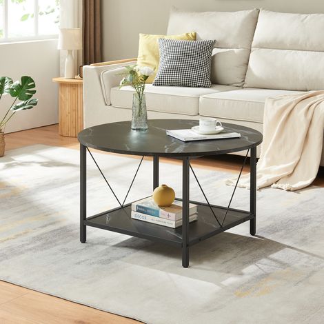Couchtisch Filem Ø80x46 cm Marmoroptik, schwarz [en.casa]