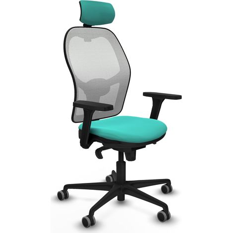 Jorquera sincro malla blanca similpiel turquesa brazos 3D base nailon cabecero 2D ruedas 65mm engomada (1/5)