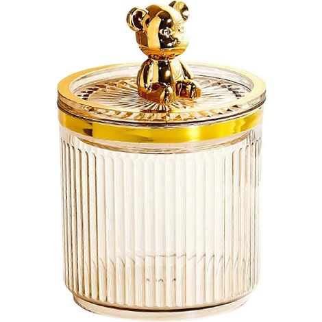 Pot multifonctionnel pour cotons-tiges de maquillage, contenant anti-poussière pour bureau-Yellow
