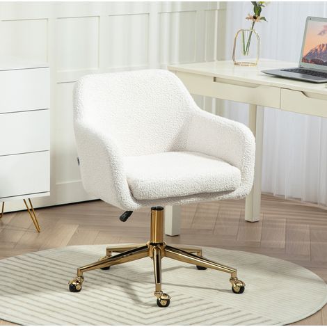 Silla de oficina CHICFURN regulable 60x61x79-88 cm, poliéster crema y ruedas (1/5)