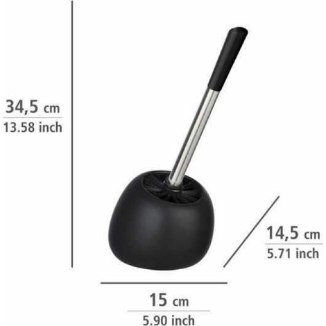 Porte Brosse WC céramique Polaris, Brosse WC noire, Céramique, 5x36x14,5 cm, noir mat (1/4)