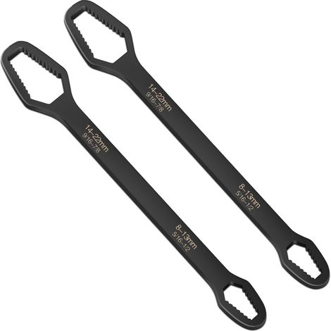 Chiave universale nera a 2 pezzi, chiave Torx universale da 8-22 mm, utensile tutto in uno autoserrante regolabile a doppia faccia