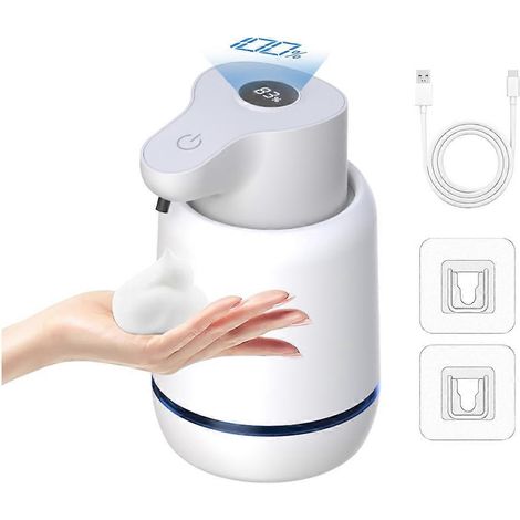 Distributeur de savon moussant automatique sans contact 420 ml, 4 niveaux réglables, rechargeable, électrique, mural, pour cuisine B (1/5)