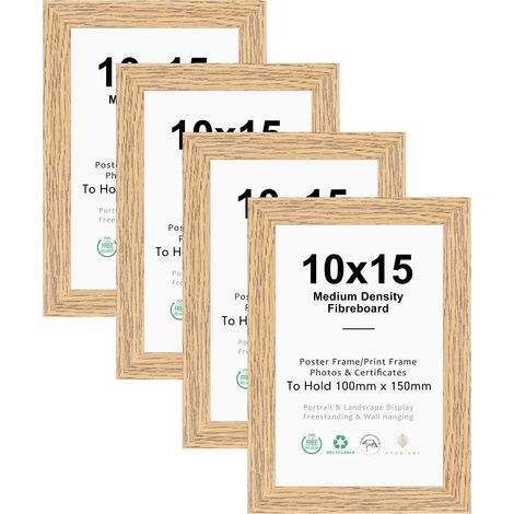 Cadre photo bois MDF naturel, Grain de bois clair, 10x15cm, 4P (1/5)
