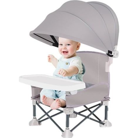 Faltbarer Babystuhl – Tragbarer Reisehochstuhl für Babys mit Tablett und Verdeck, Campingstuhl mit abnehmbarem Tablett (1/4)