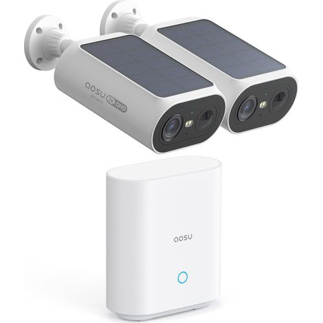 AOSU 3MP Cámara Vigilancia WiFi Exterior Solar con Bateria Homebase y 2 Cámaras, sin Cuotas Mensuales & Panel Solar Integrado con 2.4G/5Ghz WiFi, Visión Nocturna a Color, 32GB Almacenamiento Local (1/5)
