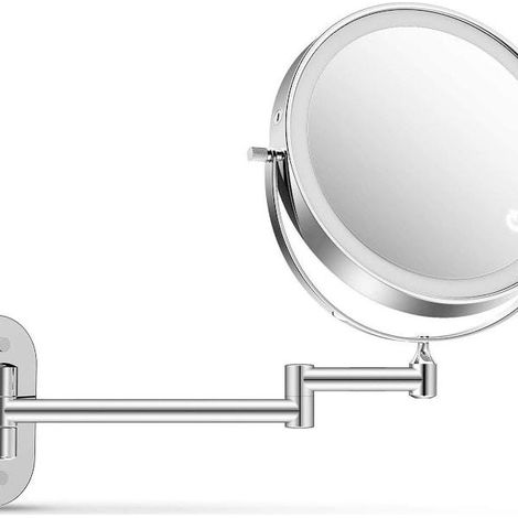 Miroir grossissant avec lumière rond, miroir de salle de bain mural à LED, (1/5)