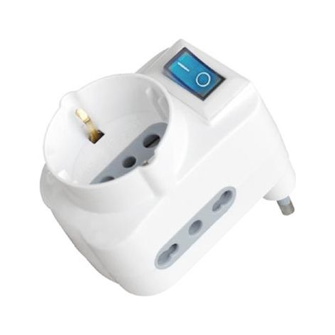 V-TAC Triple multiprise 1 x Schuko 10/16A + 2 prises 10/16A norme italienne avec interrupteur on/off - sku 8716 (1/4)