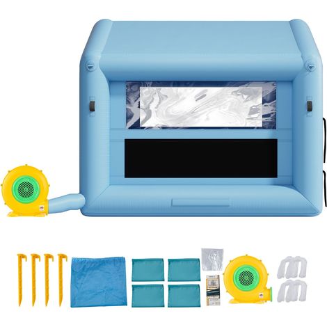 Cabine de Peinture Gonflable 3x2,5x2,5m avec Souffleur 550W et Filtre à Air, Toit Triangulaire, pour Peinture de Vélo, Moto et Tôlerie Auto (1/5)
