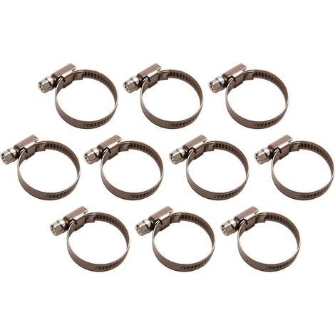 10 Colliers, inoxydable 30x45 mm, largeur 9 mm, pour tuyaux 30-45 mm, usage professionnel (1/4)