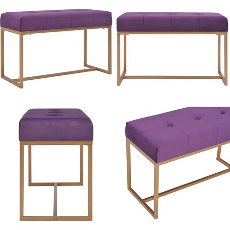 Banc 80 cm Violet Velours - Banc Velours - Banc D'entrée - Meuble D'intérieur - Décoration Salon - Chaise Assise - Home & Living (1/5)