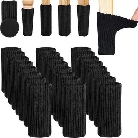 Set di 24 coprisedie, protezioni elastiche per mobili, tappetini antiscivolo per tavolo e sedia - nero