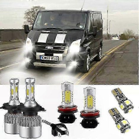 Kit d'ampoules LED blanches 6000K HID pour phares (feux de route/croisement/antibrouillard/position) pour véhicules compatibles Transit MK7 55W SZRH A-DS (1/5)