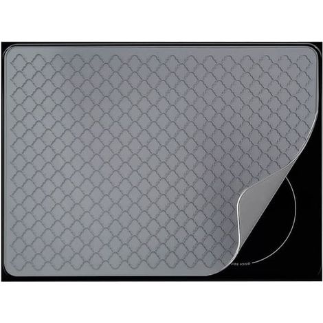 Tapis silicone protection plaque cuisson gris 71x50x0,25cm, résistant chaleur, protège plaque et plan de travail cuisine multifonction (1/5)
