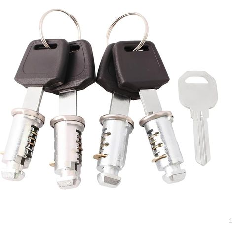 Antivols Serrure Coffre De Toit, Cylindres Argentés, Compatible Avec Thule Verrous De Sécurité, Kit Sécurité Barres De Toit, Pour Sécurité Barres De Toit, Coffres Et Porte-Vélos (1/4)