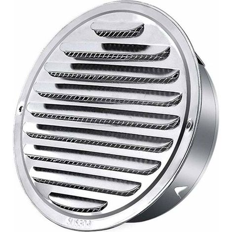 Grille de ventilation en acier inoxydable - MICH - 120 mm - Ronde - Filet anti-insectes - Installation murale/plafond (1/4)