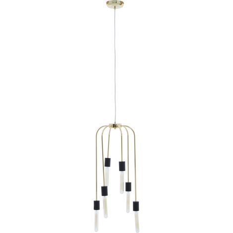 Premier Housewares Ceiling Lights Black Finish gold Pendant Light With 5 Tubular Bulbs Antique Ceiling Lighting Contemporary Pendant Hanging Lighting For Ceiling 25 x 25 x 185 (1/5)