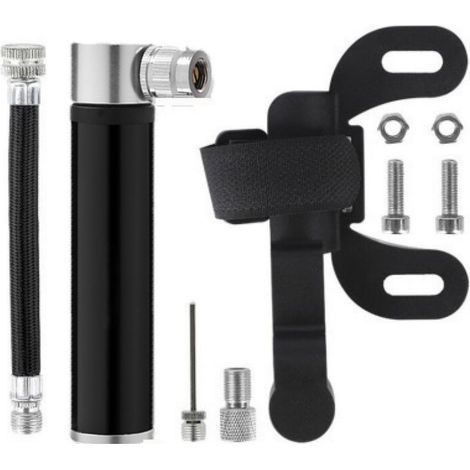 Pompe Dussdote - Pompe à vélo - Pompe portable - Convient pour le basketball, le cyclisme, le football et le volleyball - Noire (1/5)