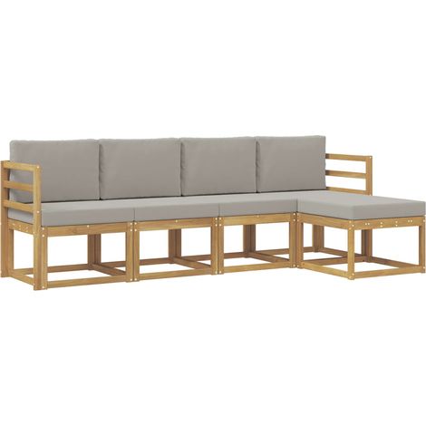 Conjunto de sofás de exterior 5 uds. Blanco y Gris Claro vidaXL (1/5)
