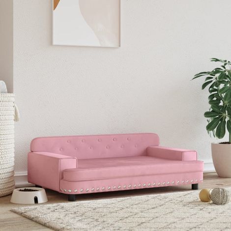 Lit pour chien Canapé chien design scandinave rose 90x53x30 cm velours 26978 (1/5)