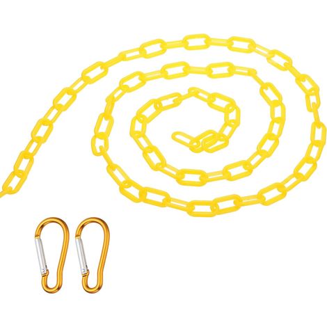 Chaîne de barrière en plastique de 16,4 pieds, Chaîne de sécurité avec 2 crochets magnétiques pour le contrôle de foule au niveau de l'entrée du parking de l'ascenseur, Jaune (1/5)