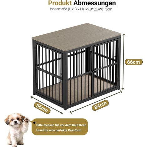Meuble cage chien modulaire 3 portes, buffet TV table nuit 2 en 1, plateau imperméable, combinable, 84x56x66 cm, coloris gris (1/5)