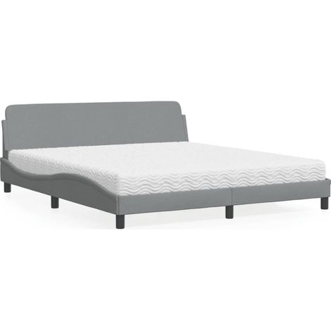 Cama con colchón Dover de tela gris claro 180x200 cm (1/5)