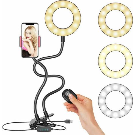 Lampe de Bureau à Pince 40 LED Flexible à 360°Lampe Lecture Clipsable 3 Modes d’Éclairage &10 Niveaux de Luminosité Lampe Bureau Led USB pour Étude et Travail, Noir (1/5)