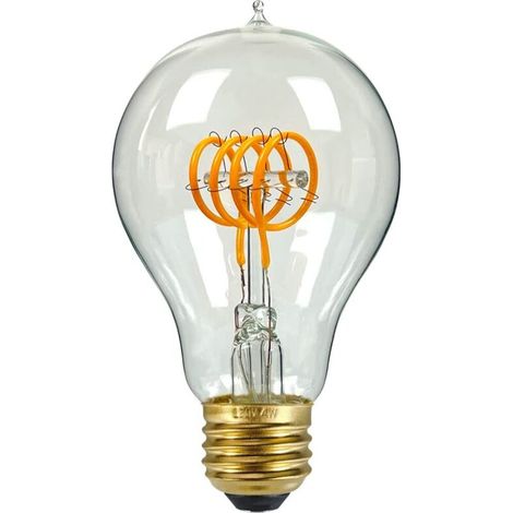 Vintage 4W Dimmable LED Bulbs, Antique Edison Style, 220/240V LED Filament, Clear Glass, Warm Flickering Light (A60 Quad Loop) - AquaForge (1/4)