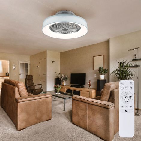 Ventilatore da soffitto con telecomando per illuminazione, plafoniera bianca con ventilatore, timer luce notturna CCT dimmerabile, 30 watt LED 2200lm 3000-6500K, 47 cm, soggiorno (1/5)