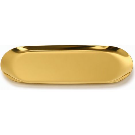 Plateau ovale en métal doré 30 × 9,5 cm — plateau de présentation pour bijoux, cosmétiques et service (1/5)