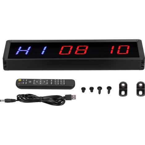 Minuteur LED d'entraînement, chronomètre compte à rebours/positif pour fitness et exercice, horloge de salle de sport avec grand affichage (1/5)